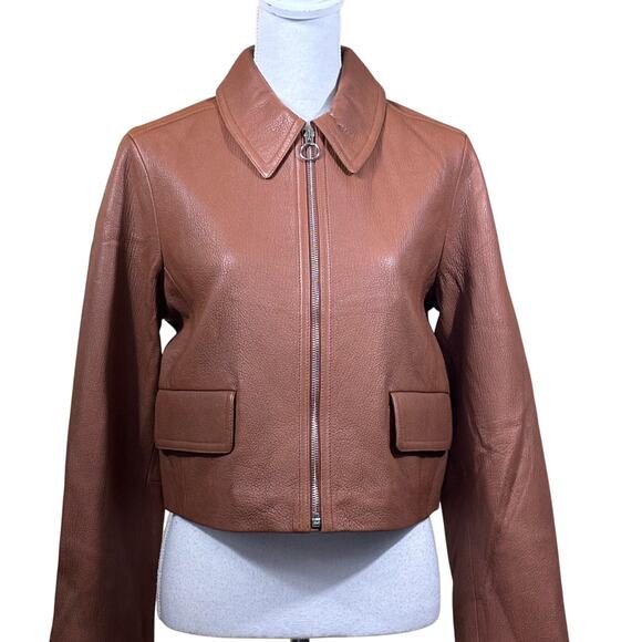 Madewell Shrunken Zip Front lamb leather Jacket, NWT, polished, street style - Picture 1 of 7